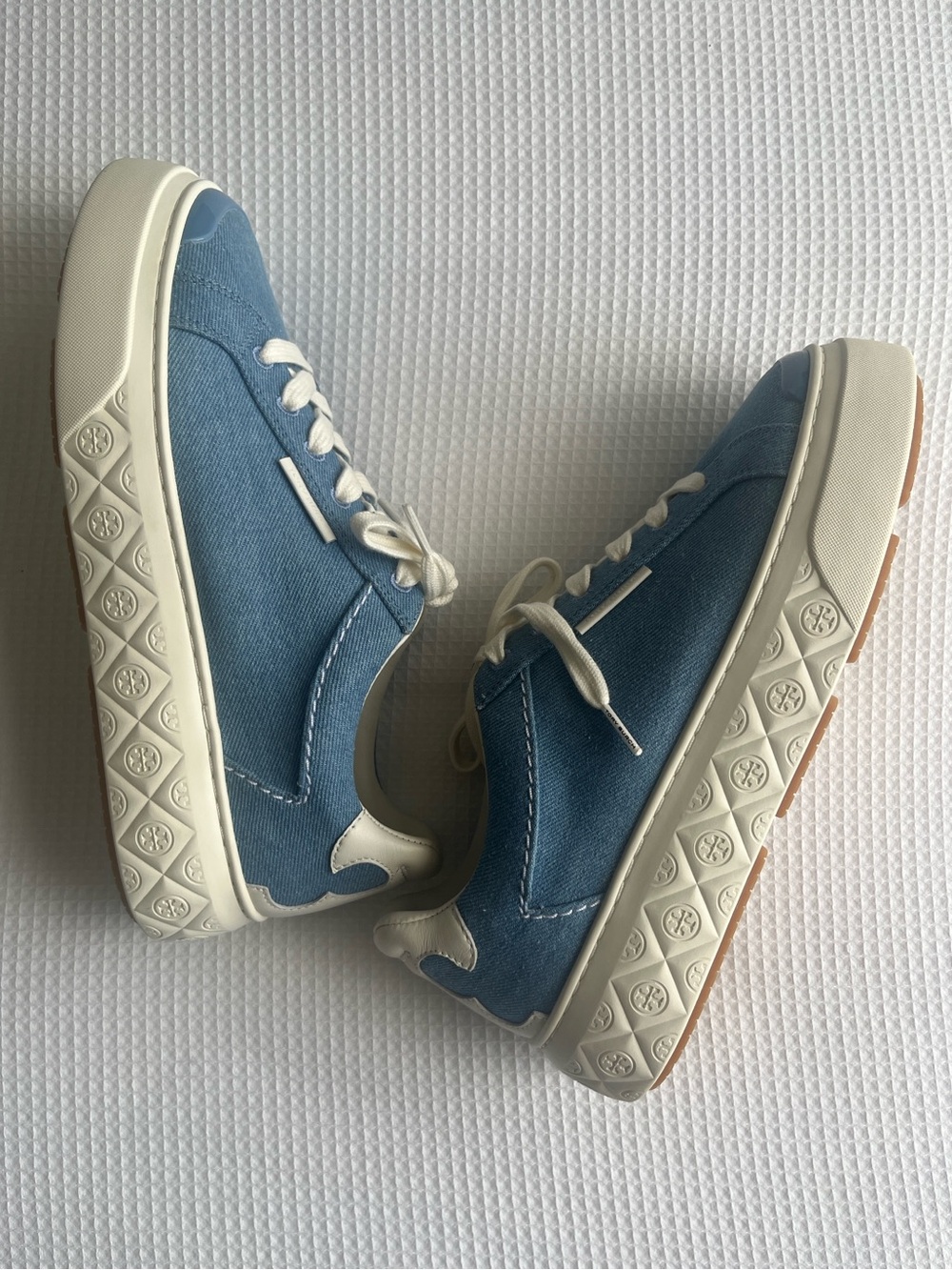 Tory Burch Ladybug Denim Low-Top Platform Sneakers- Blue Jean Size 8 1/2
